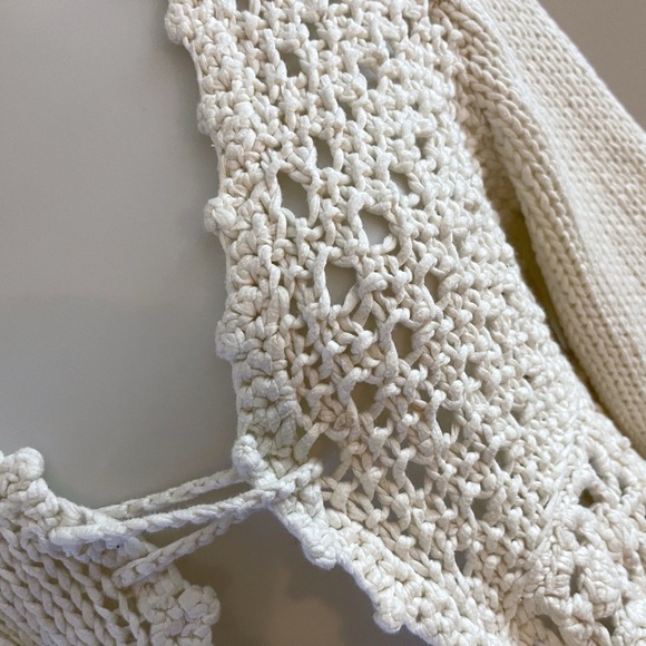 J. Jill 90s Cream Open-Knit Cardigan Cottagecore Handknit Coastalgrandma - Picture 4 of 8